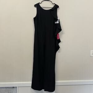 Belle Badgley Mischka Allison Side Ruffle Jumpsuit Size 14 NWT